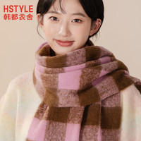 韩都衣舍围巾女冬款百搭韩版加厚保暖氛围感围脖冬季女格子大披肩