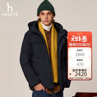哈吉斯(HAZZYS)男装可脱卸帽子羽绒服ASFZU0BDI56