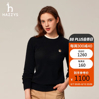 哈吉斯（HAZZYS）女装时尚羊毛衫女ABYSD0BCX01 黑色BK 155/80A36