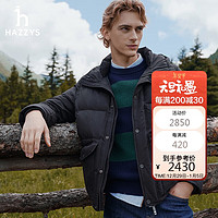 哈吉斯（HAZZYS）男装露营连帽羽绒服ASFZU0BDX13 BK