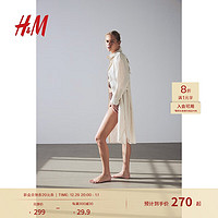 H&M 女装裙子2024夏季女士时尚休闲简约亚麻混纺连衣裙1208999 浅米色 170/116