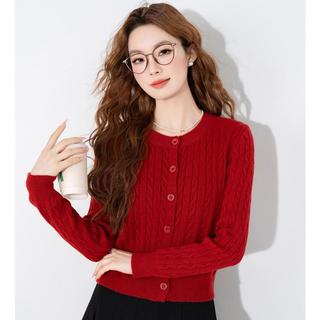 秋季气质温柔甜美简约纯色针织开衫长袖上衣舒适百搭显瘦针织开衫