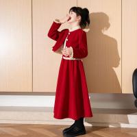 限尺码：TONLION kids 唐狮童装 女童加厚套装裙  红色调