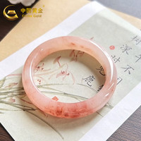 中国黄金(CHINA GOLD)天山翠玉手镯桃花酿粉色金丝玉手镯 【54-56圈口】