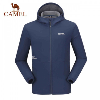 骆驼（CAMEL）户外软壳衣秋冬季防泼水保暖肤长袖外套 A0W11O8142，幻影黑，女 M