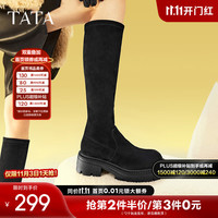 他她(TATA)冬时尚休闲厚底潮流时装靴女WE601DG3 黑色(单里) 38