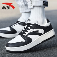 安踏小白鞋男鞋冬季潮鞋子男款2024运动鞋休闲鞋百搭板鞋男士 8068-2象牙白/黑 42