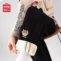 MINISO 名创优品 加绒裤子女冬季2024年新款外穿加厚运动休闲裤小个子显高保暖女装 黑色(虎头蛇裤前左下标) L 165