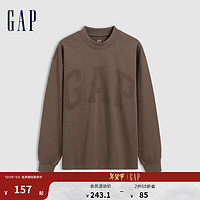 Gap 盖璞 男女装2024秋季字母logo长袖T恤简约百搭经典上衣637868 褐色 185/108A(XXXL) 亚洲尺码