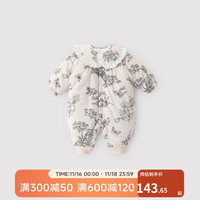 巴厘小猪婴儿棉服连体衣冬季夹棉加厚保暖哈衣冬装外出衣服一岁女宝宝哈衣 羽衣蹁跹