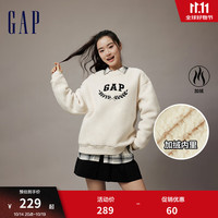 Gap男女装秋季款LOGO仿羊羔绒宽松廓形卫衣休闲上衣762596 185/104A(L)