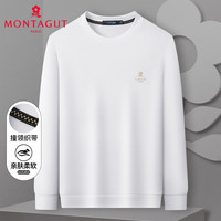 梦特娇(MONTAGUT)秋季打底基础百搭款男士卫衣长袖纯色耐穿T恤 JC 白色 50