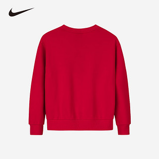 NIKE 耐克 童装男女童纯棉卫衣新年红色拜年服舒适毛圈儿童休闲上衣 学院红 160 /76(L)