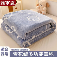 雅鹿冬季毛毯被子加厚保暖单人雪花绒毯子加绒披肩午休毯家用沙发盖毯 奶味云朵【双面绒 亲肤细腻】 枕套单只装【单拍不】