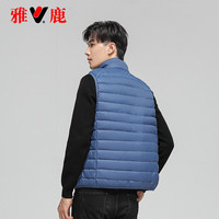 雅鹿秋冬季轻薄羽绒服男羽绒马甲外穿白鸭绒坎肩背心轻便外套 雾霾蓝 M