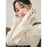 杏色半高领毛衣针织打底衫女2024秋季早秋穿搭修身上衣