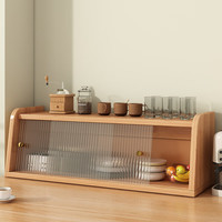 米客米家(MIKEMIJIA)餐边柜日式原木风桌面收纳柜茶水柜碗柜餐桌收纳架简约台面置物架 【透明长虹移动门】樱桃木色76cm 双门