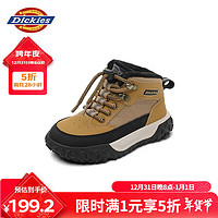 Dickies 帝客 2024新款加绒马丁靴男女童鞋防风保暖棉靴东北雪地靴时尚休闲鞋冬 土黄色 34码 (鞋内长219mm)