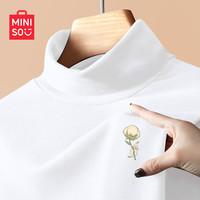 名创优品(MINISO)半高领打底衫女2024秋冬季双面绒内搭长袖上衣德绒长袖t恤衫 【加绒半高领】白色(木棉羊胸标) XL (体重130-150斤)