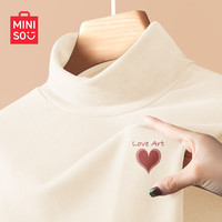 名创优品(MINISO)半高领打底衫女2024秋冬季双面绒内搭长袖上衣德绒长袖t恤衫 【加绒半高领】米色(爱艺心胸标) 2XL (体重150-170斤)