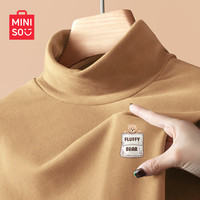 名创优品(MINISO)半高领打底衫女2024秋冬季双面绒内搭长袖上衣德绒长袖t恤衫 【加绒半高领】卡其色(熊仔口袋胸标) S 155 (名创优品品质保证)