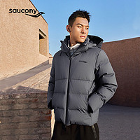 saucony 索康尼 男子羽绒服外套灰色城市通勤冬季防风保暖