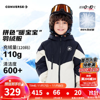 Converse匡威男童2024冬季儿童装中大童防风保暖滑雪服加厚外套棉服 正黑色 160/80