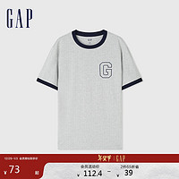 Gap 盖璞 男女装2024夏季新款logo撞色领袖口短袖T恤简约上衣502314