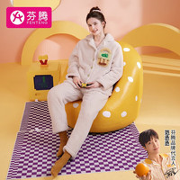 芬腾睡衣女士秋冬加绒珊瑚绒翻领可外穿保暖家居服套装Q9984740717
