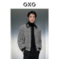 GXG男装 商场同款黑白格通勤风翻领夹克 23年冬季新款GEX12127584
