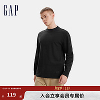 Gap 盖璞 男女装2024秋冬新款印花logo柔丝绒长袖T恤简约百搭上衣677692 黑色 185/104A(XXL)亚洲尺码