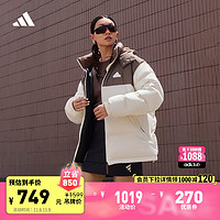 adidas 600蓬拒水防泼防风保暖鸭绒羽绒服面包服冬阿迪达斯轻运动 汉玉白/棕色 XL