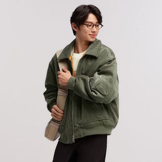森马 Semir棉服男灯芯绒肌理感2024冬季飞行员外套厚款夹克oversize