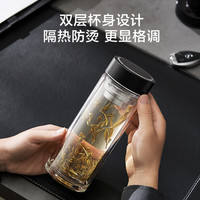 京东京造 茶杯 双层隔热玻璃水杯 大容量500ml