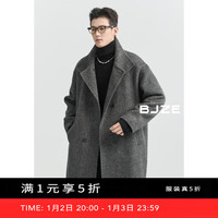 伯爵卓尔定织羊毛混纺双面呢大衣男中长款2024秋冬 高级灰 L 175