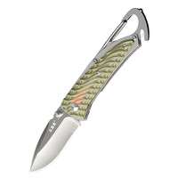 三刃木 户外折叠刀多功能随身可挂钥匙扣高硬度野营迷你小刀具 军绿间橙色7053MUC-GPV