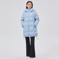 连帽抽绳A字显瘦羽绒服女中长款秋冬加厚羽绒外套女