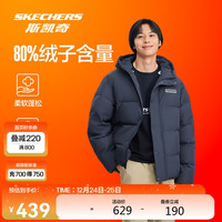 斯凯奇【王星越同款】冬季男女款保暖时尚短款羽绒服外套圣诞礼物