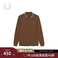 FRED PERRY 男士休闲POLO衫2024冬季宽松条纹麦穗长袖潮M3636 BWX/咖啡色 L