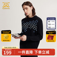 卡宾男装老花提花针织衫24秋冬新款毛衣保暖商场同款A2244107004 煤黑色01
