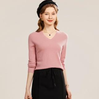 【必备基础款】100%羊毛V领抽条柔软纯色简约打底衫女士羊毛衫
