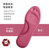 汗燃 发热恒温鞋垫加绒保暖鞋垫抗菌防臭吸汗垫透气超软弹可水洗裁剪 紫红色1双（5089款） 35-36码