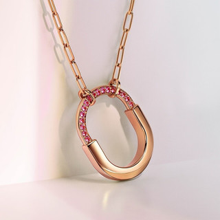 Tiffany&Co. 蒂芙尼 Tiffany Lock系列 几何18K玫瑰金宝石项链