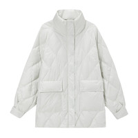 SNOWFLYING雪中飞秋冬白色青春时尚短款大口袋保暖防风立领女羽绒服潮 170/92A