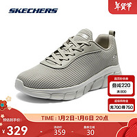 SKECHERS 斯凯奇 男鞋厚底运动休闲鞋时尚系带百搭网布鞋子118103 灰褐色/TPE 40