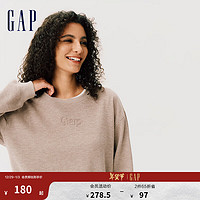 Gap 盖璞 女装2024秋冬新款贴布绣logo丝绒内里卫衣简约休闲上衣604318 浅卡其 170/88A(L)亚洲尺码