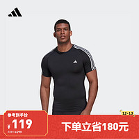 adidas 阿迪达斯 速干紧身运动健身上衣圆领短袖T恤男装阿迪达斯官方 黑色 A/L