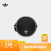 adidas运动单肩小圆包女子阿迪达斯三叶草IT7388 黑色/白 NS