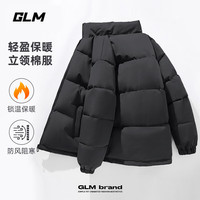 GLM男士保暖加厚棉服冬季休闲立领款青少年纯色时尚棉袄宽松防寒棉衣 黑#GL纯色 XL