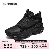 斯凯奇（Skechers）男子增高厚底高帮运动鞋透气舒适复古百搭237461C 全黑色/BBK 42.5